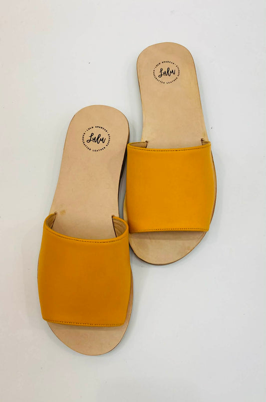 LULU AVARCAS ORANGE LEATHER SLIDE