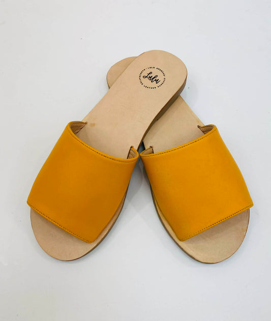 LULU AVARCAS ORANGE LEATHER SLIDE
