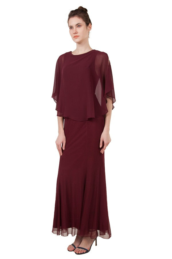 MISS ANNE FULL LENGTH BURGANDY DRESS
