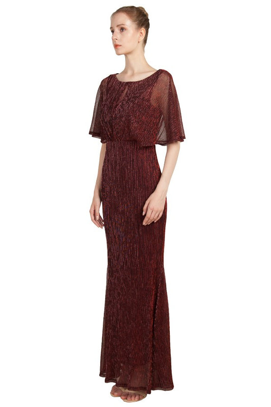 ANNISSA BY MISS ANNE AUSTRALIA LUREX BURGANDY FULL LENGTH DRESS