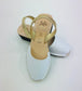 LULU AVARCAS BLACK WEDGE SANDAL IN WHITE LEATHER WITH GOLD STRAP