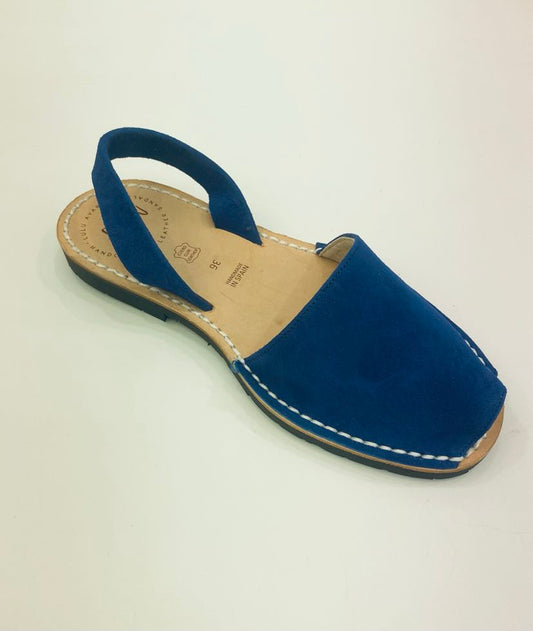 LULU AVARCAS LEATHER SANDAL IN BLUE SUEDE LEATHER