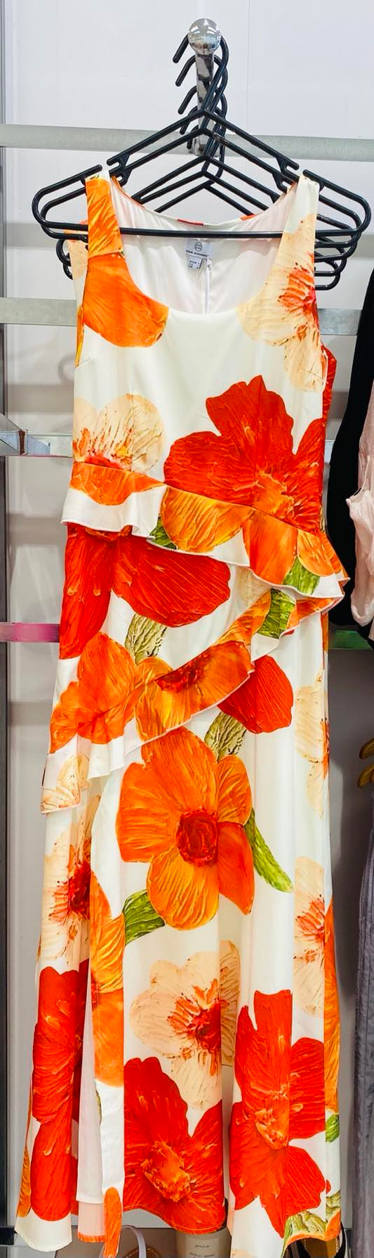 PINK DIAMOND FLORAL ORANGE DRESS