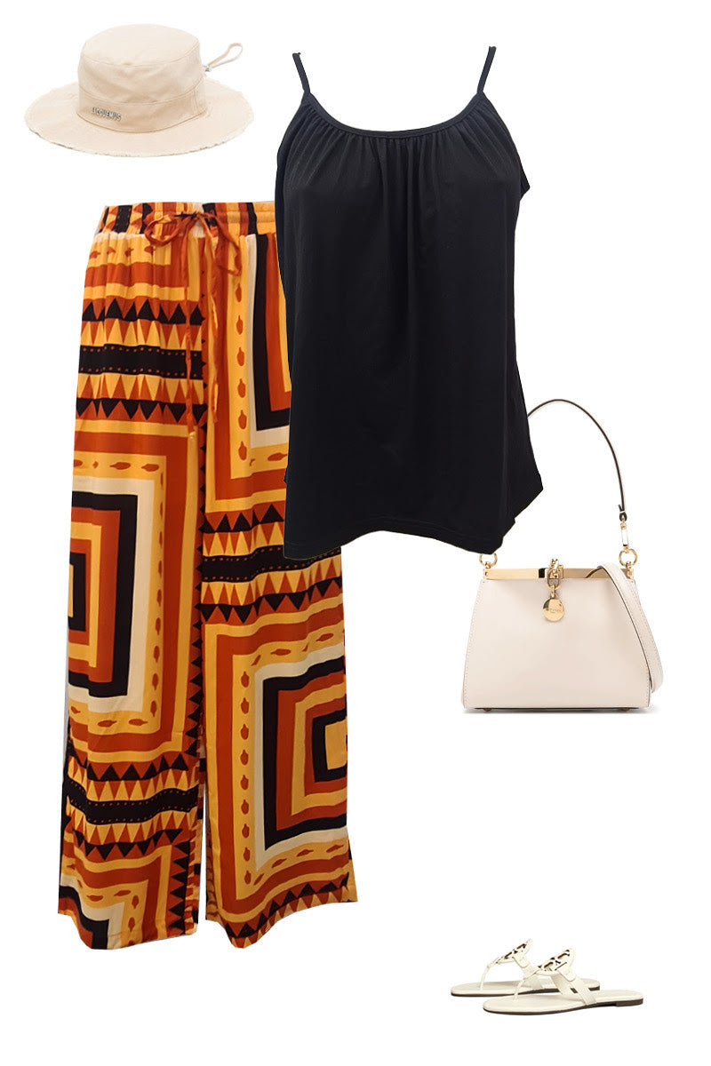NEON WHITE FUNKY RETRO PANT IN MUSTARD