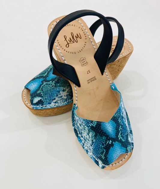 LULU AVARCAS TEAL SNAKESKIN PRINT CORK