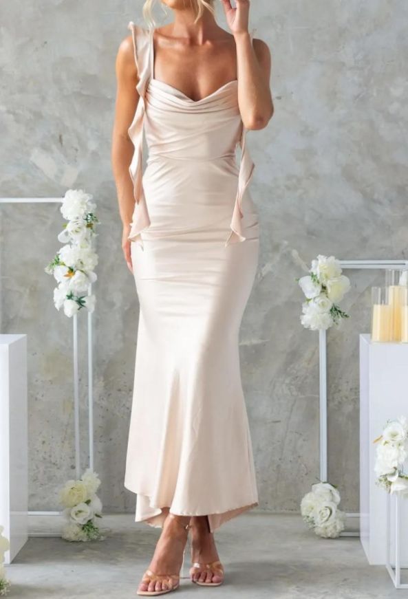 GIGI & ELLA TAUPE SATIN DRESS