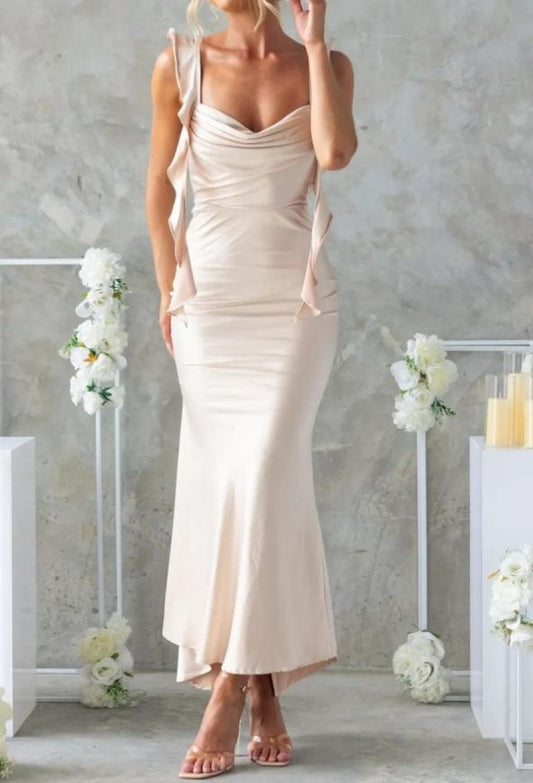 GIGI & ELLA TAUPE SATIN DRESS