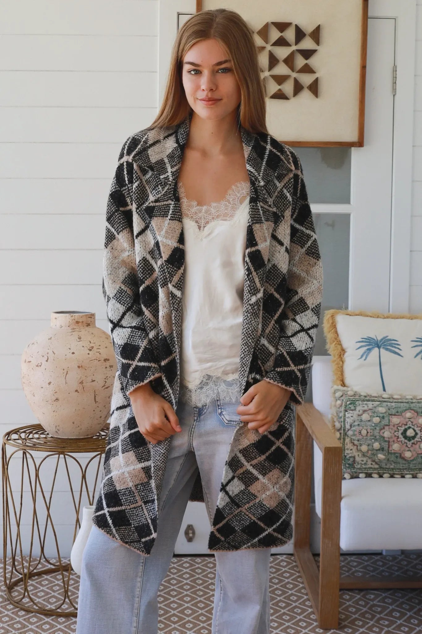 CHARLOTTE COATIGAN IN ABSTRACT TARTAN