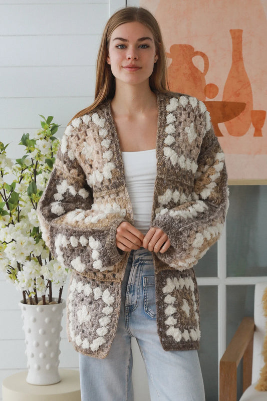 CHARLOTTE NEUTRAL CROCHET CARDI KNIT