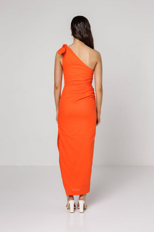 WHYTE VALENTYNE ONE SHOULDER DRESS IN ORANGE