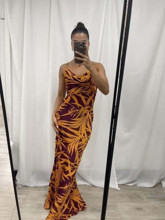 GIGI & ELLA BURGANDY MUSTARD DRESS