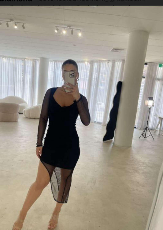 GIGI & ELLA BLACK GOLD NET DRESS