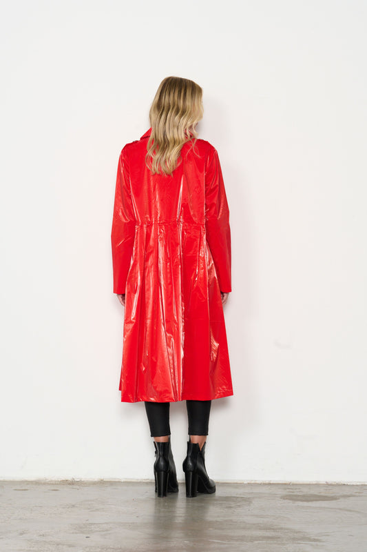 HOLMES & FALLON RAINCOAT WITH POCKETS IN RED