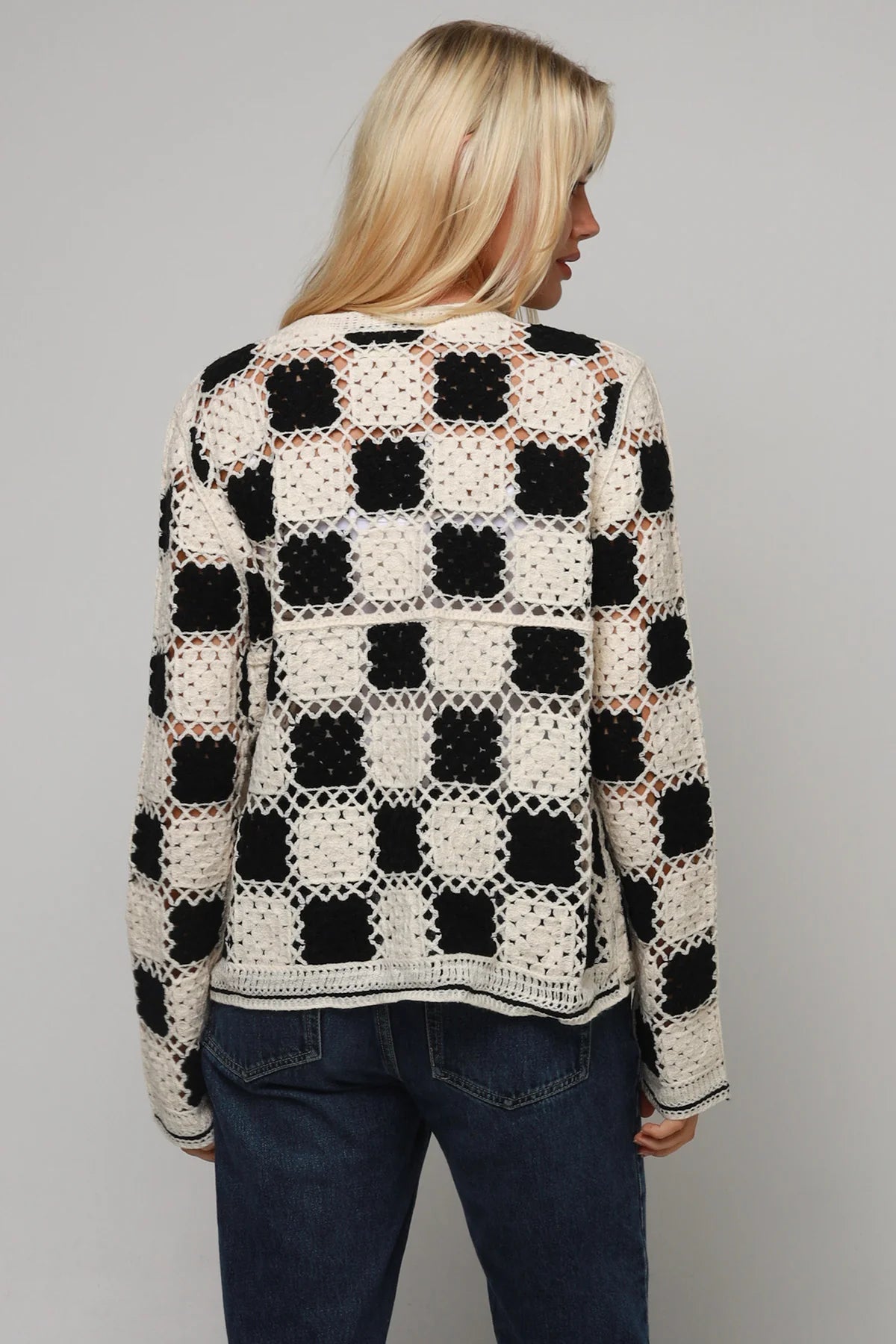ISABELLA THE LABEL CROCHET TOP IN BLACK AND CREAM