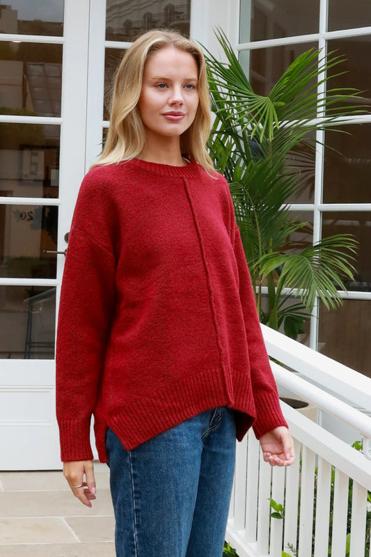 CHARLOTTE WOOL BLEND KNIT IN CHERRY RED