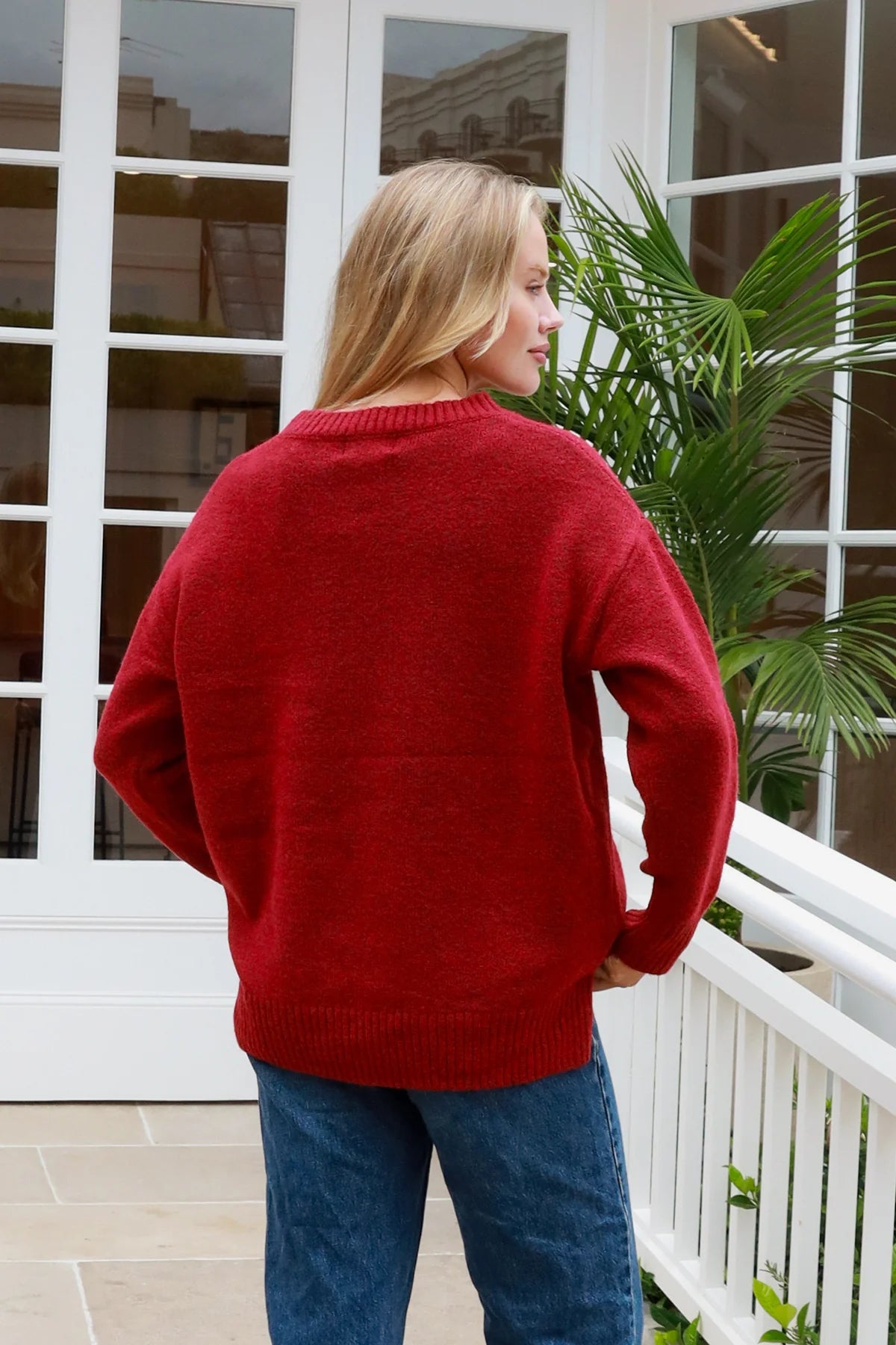 CHARLOTTE WOOL BLEND KNIT IN CHERRY RED