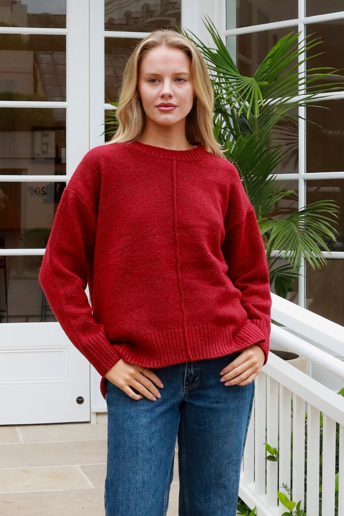 CHARLOTTE WOOL BLEND KNIT IN CHERRY RED
