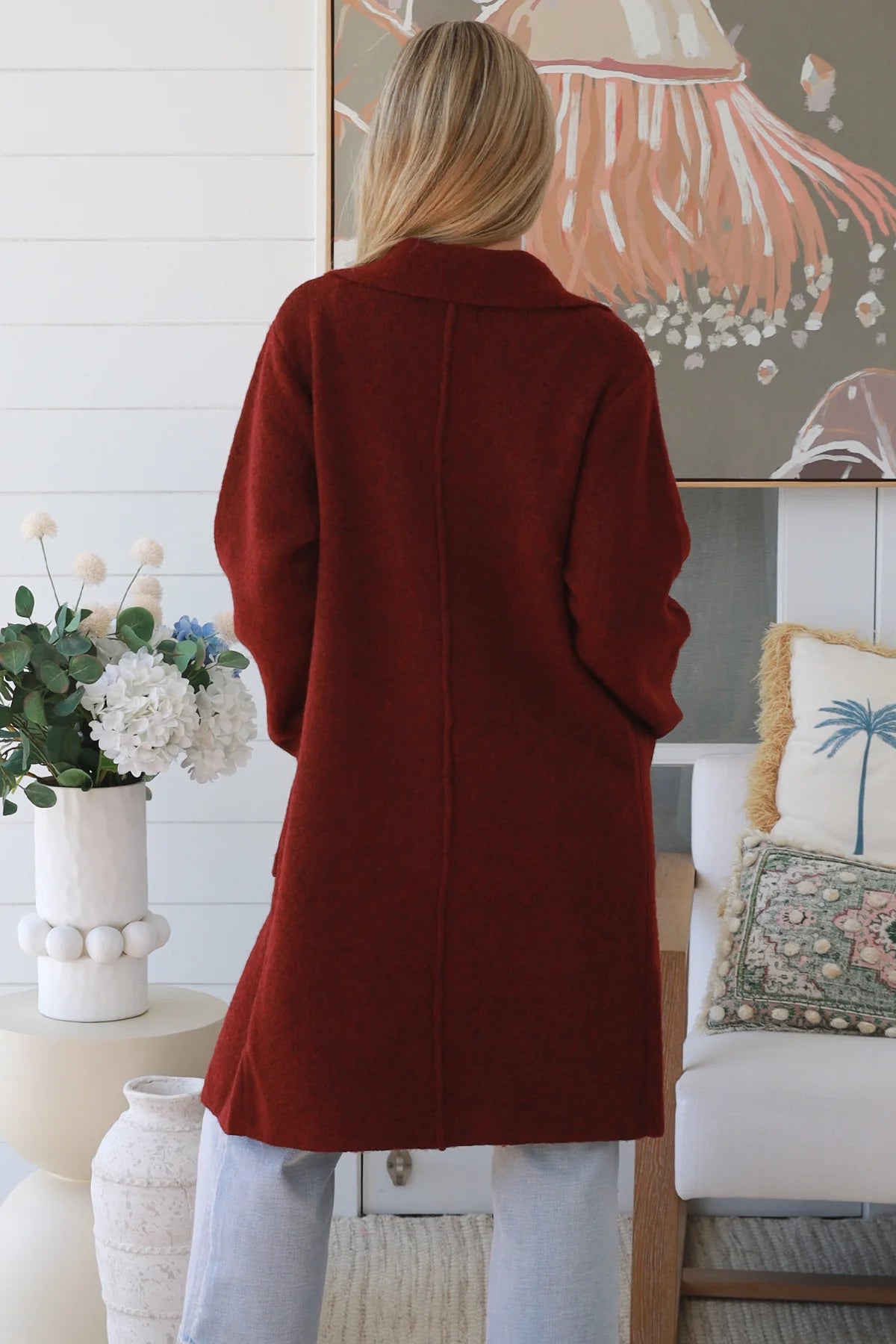 CHARLOTTE DEEP RED WOOL BLEND CARDI