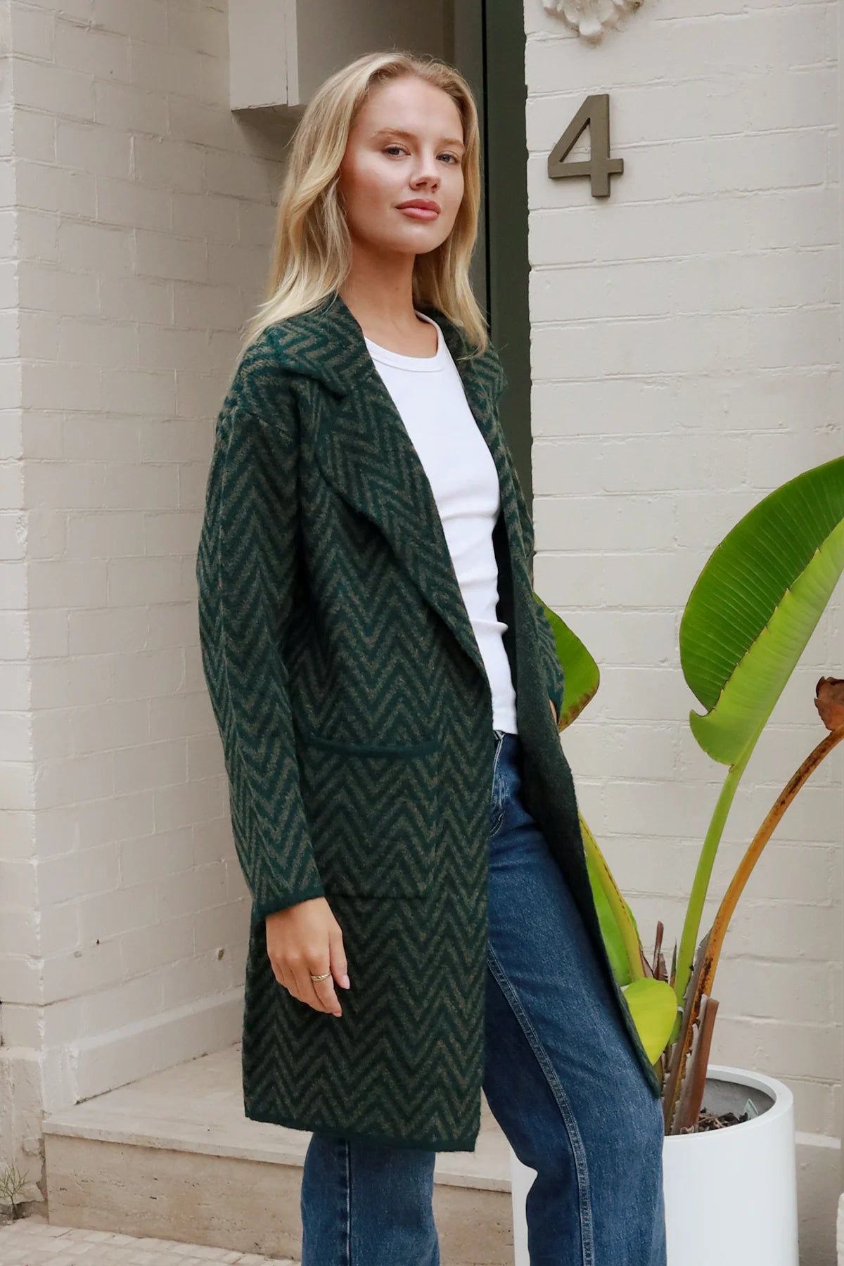 CHARLOTTE COZY WOOL BLEND KNIT CARDI IN AZTEC GREEN