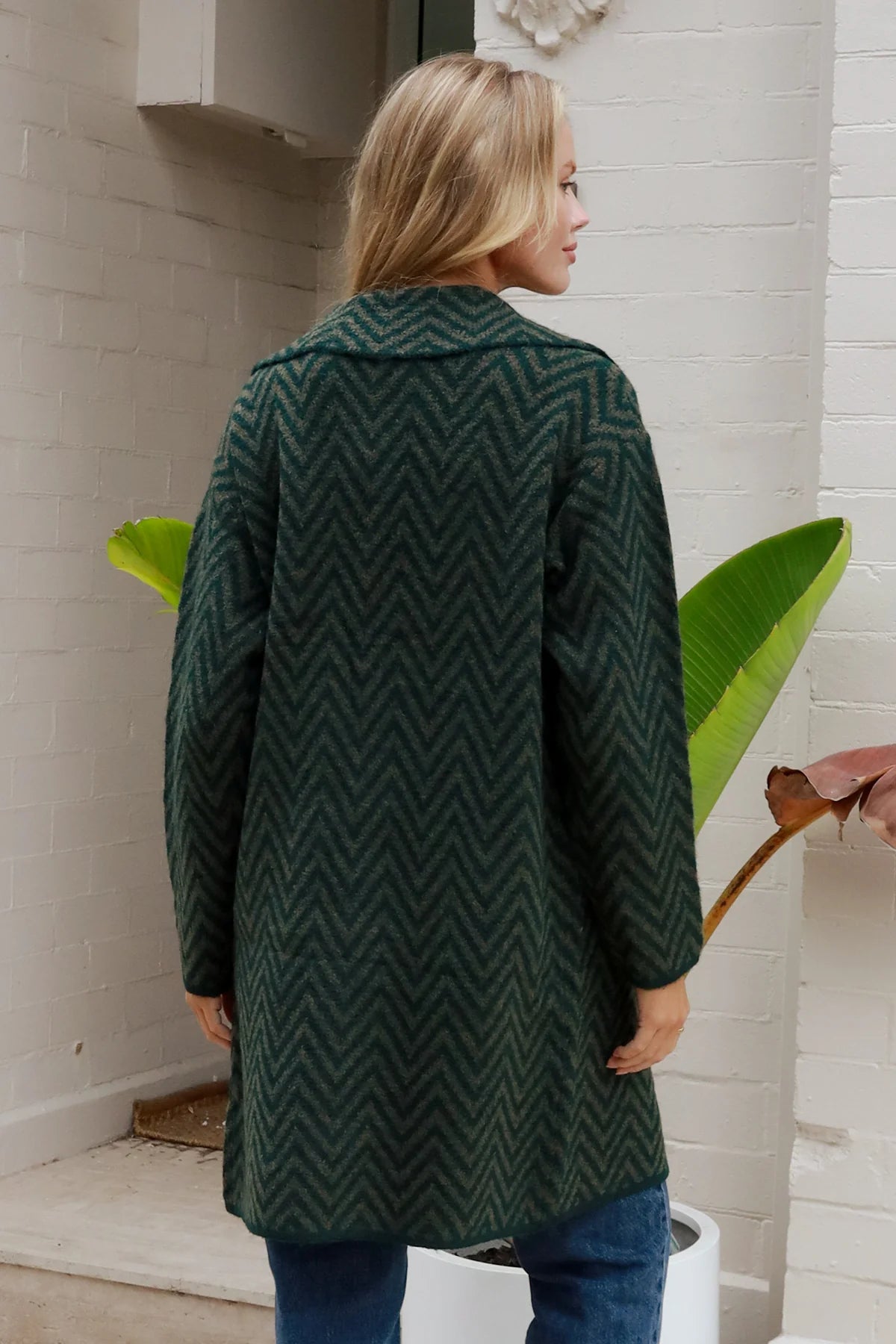 CHARLOTTE COZY WOOL BLEND KNIT CARDI IN AZTEC GREEN