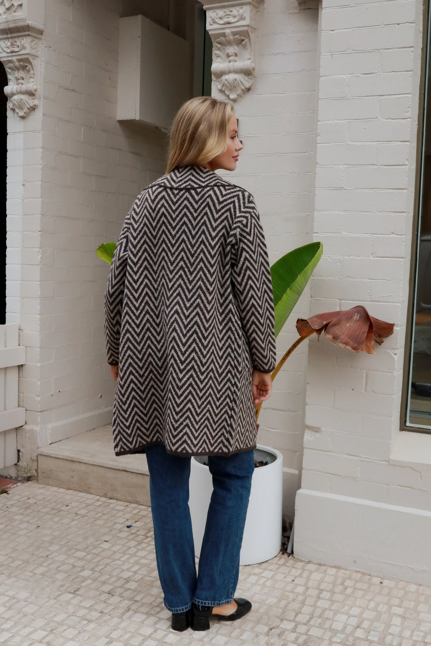 CHARLOTTE COZY WOOL BLEND KNIT CARDI IN NEUTRAL AZTEC