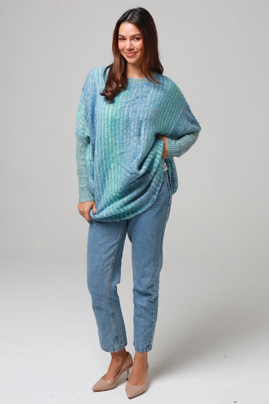 CHARLOTTE COZY WOOL BLEND KNITIN BLUE TONES