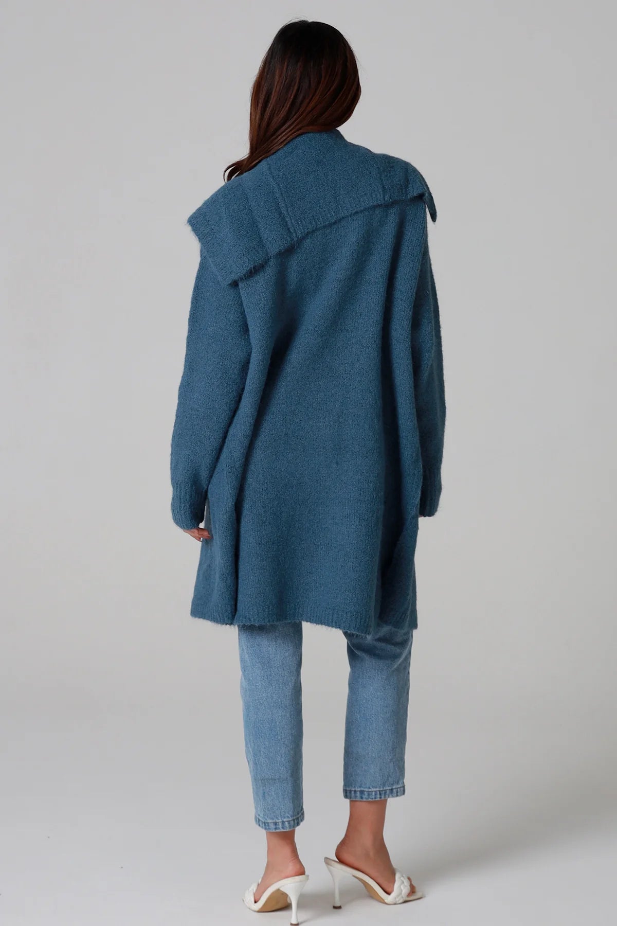CHARLOTTE DENIM BLUE WOOL BLEND CARDI
