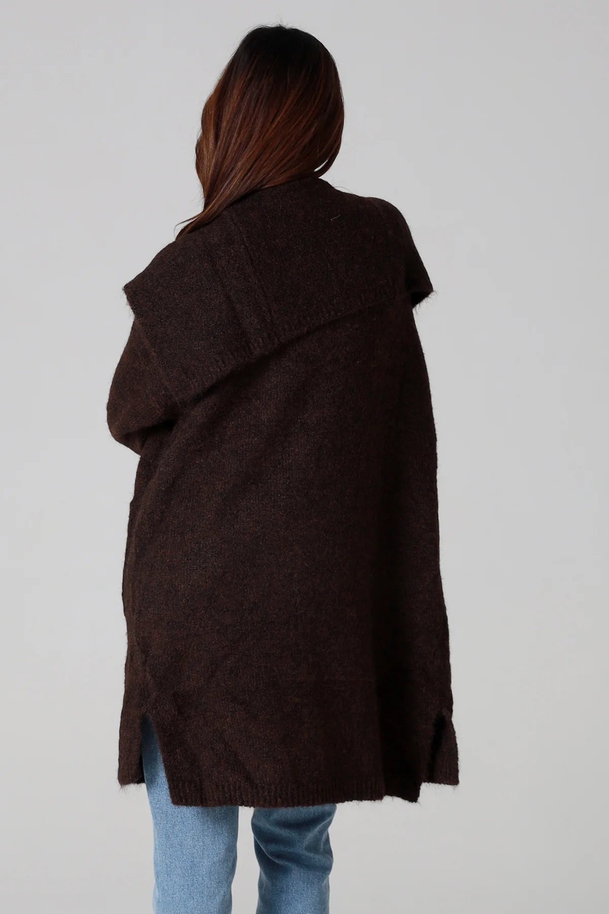CHARLOTTE CHOCOLATE BROWN WOOL BLEND CARDI