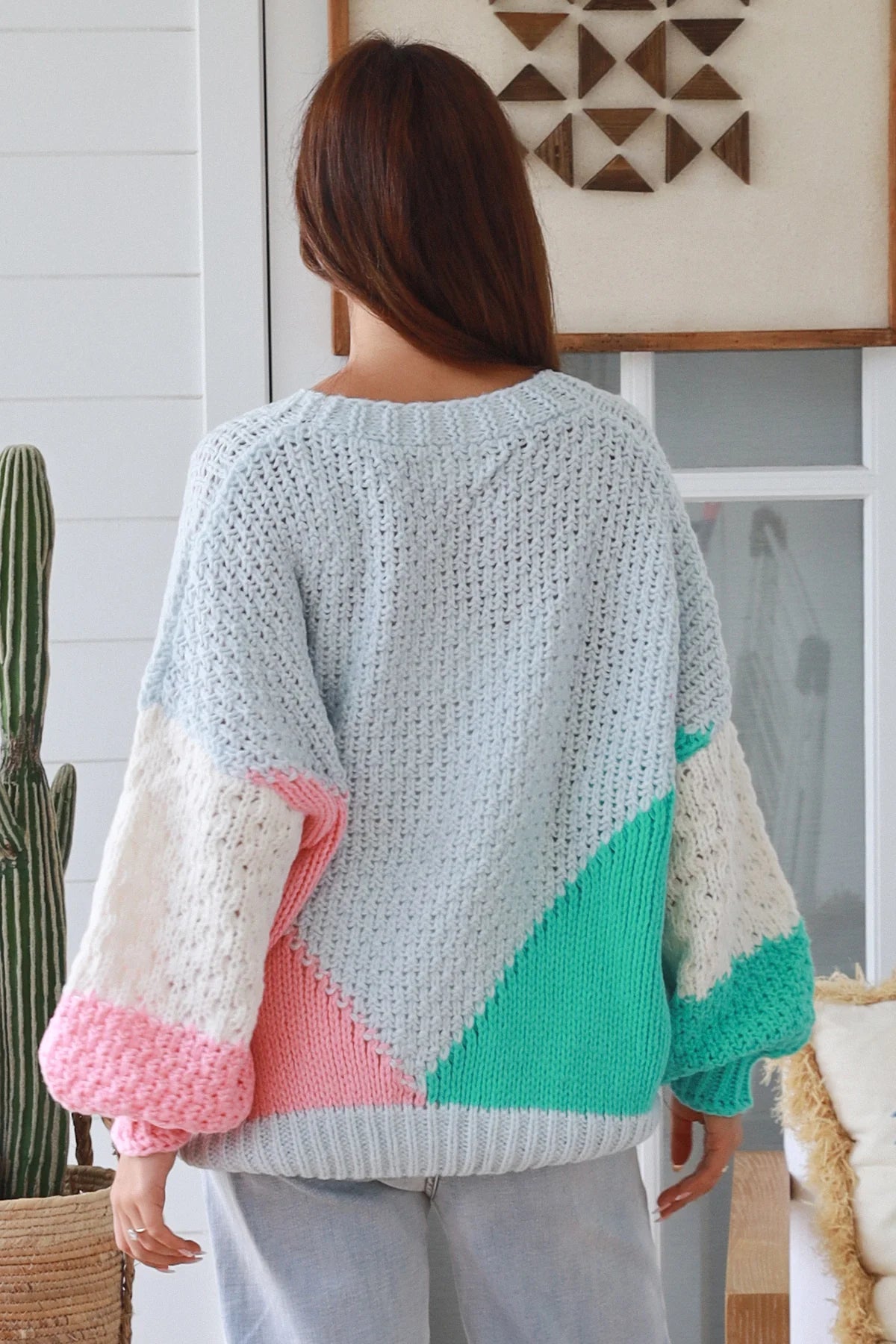CHARLOTTE PASTEL COLLOUR BLOCK KNIT CARDI