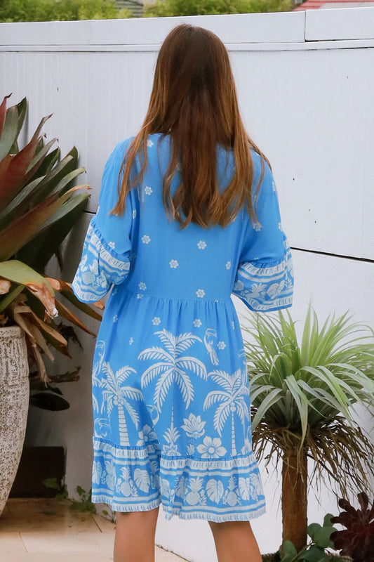 SALTY PALM BEATRIX BLUE MINI DRESS
