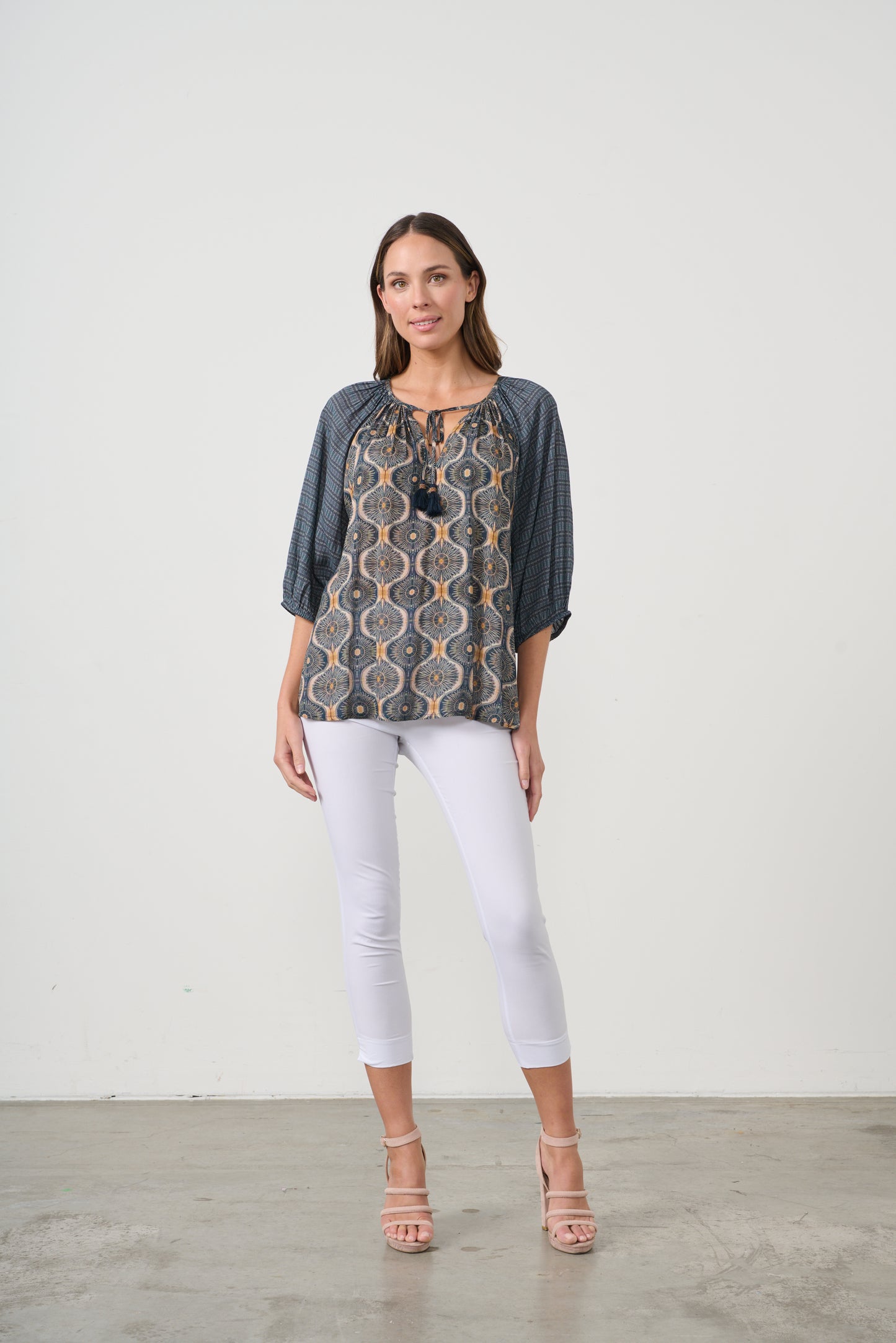 CAJU KOSMOS PRINT BLOUSE WITH RAGLAN SLEEVE