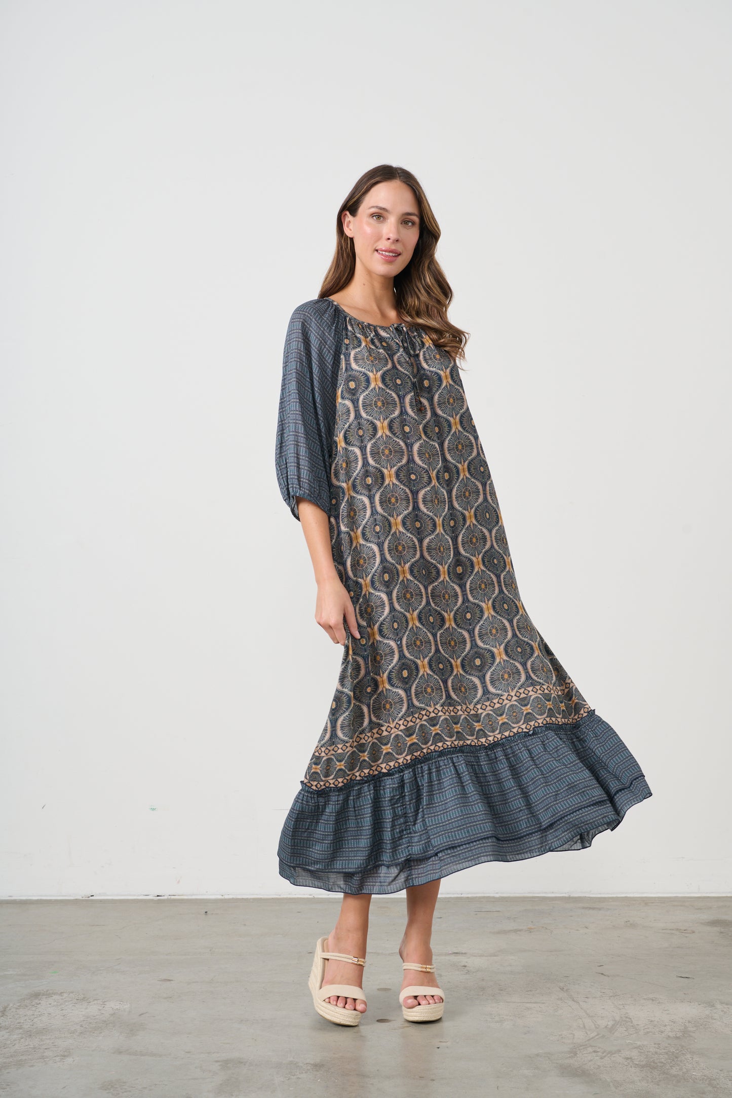 CAJU KOSMOS PRINT DRESS WITH RAGLAN SLEEVE