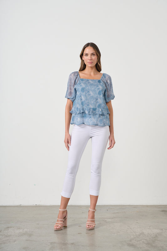 CAJU BLOUSE IN BLOOM PRINT WITH SQUARE NECKLINE