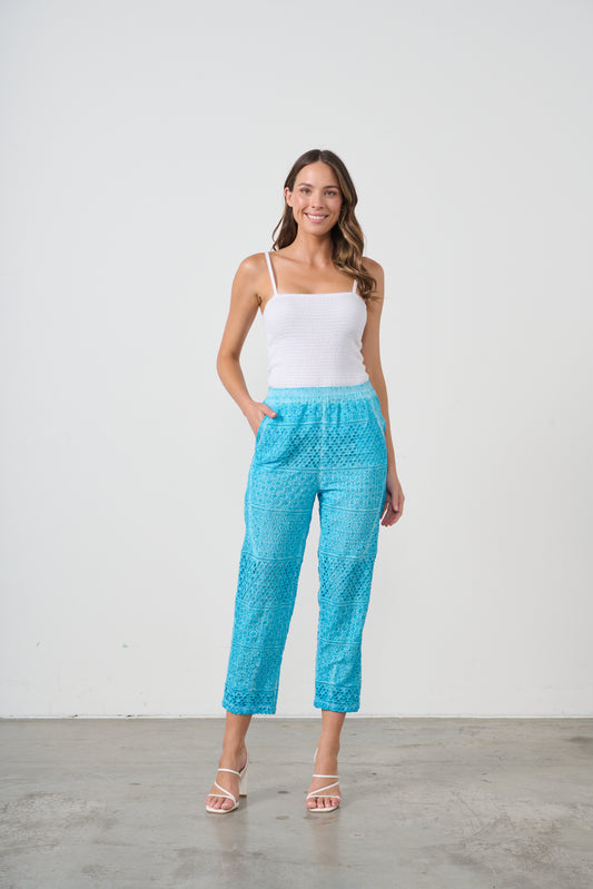 CAJU BRODERIE PANT IN BLUE