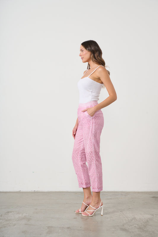 CAJU BRODERIE PANT IN PINK