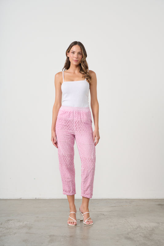 CAJU BRODERIE PANT IN PINK
