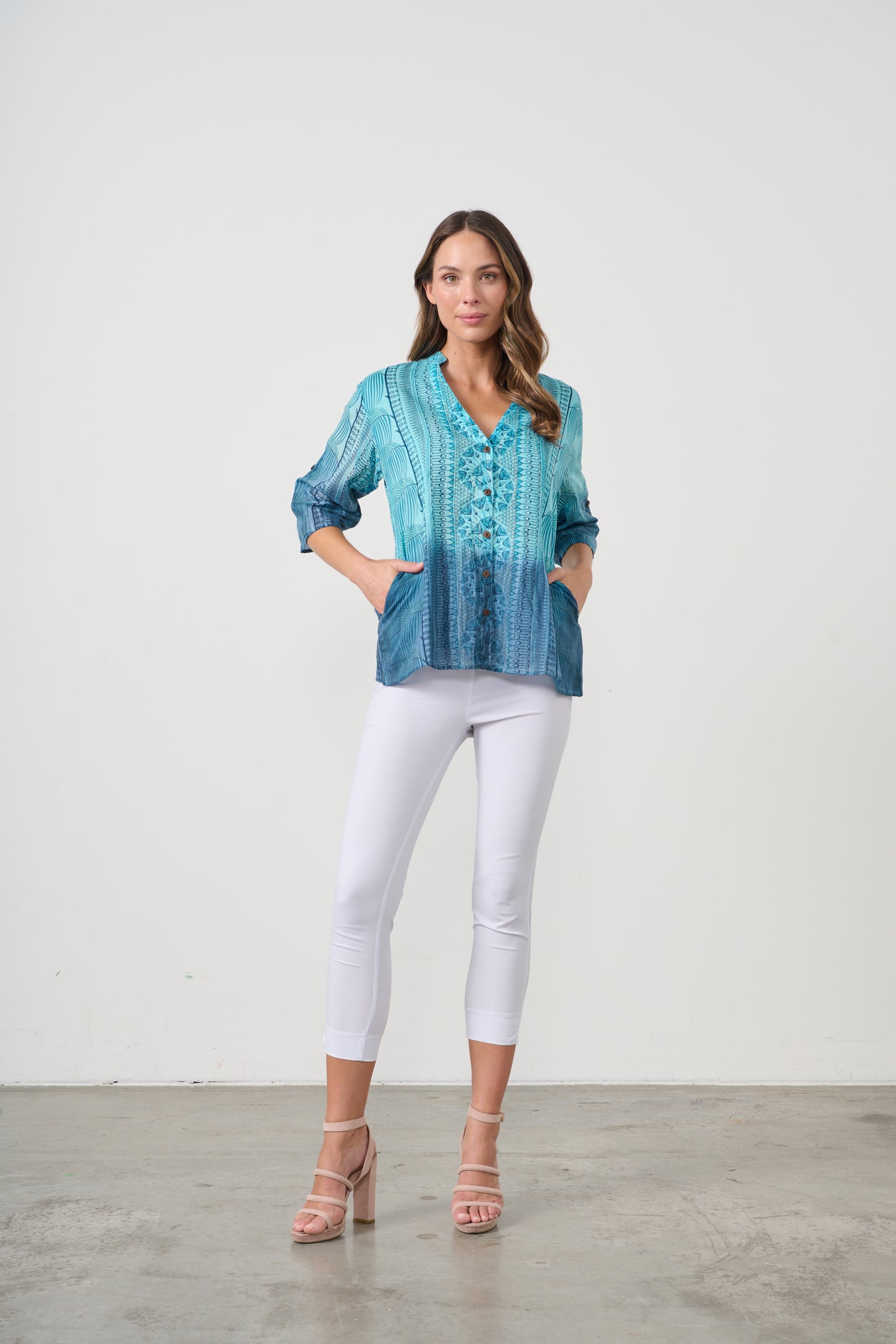 CAJU BUTTON DOWN BLOUSE IN BLUE