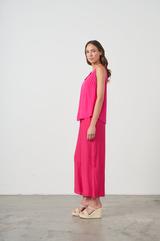 CAJU V-NECK SWING TANK TOP IN HOT PINK