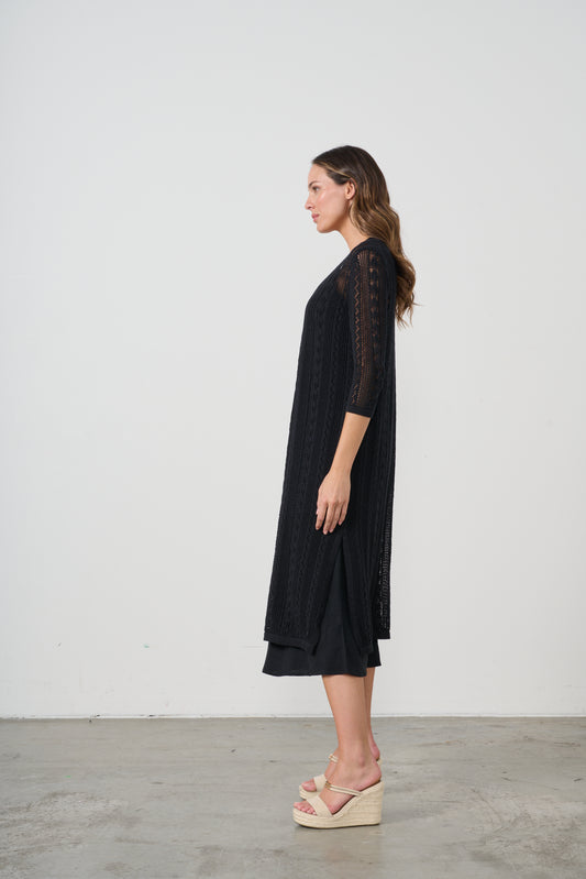 CAJU BLACK LACE NET LONG JACKET