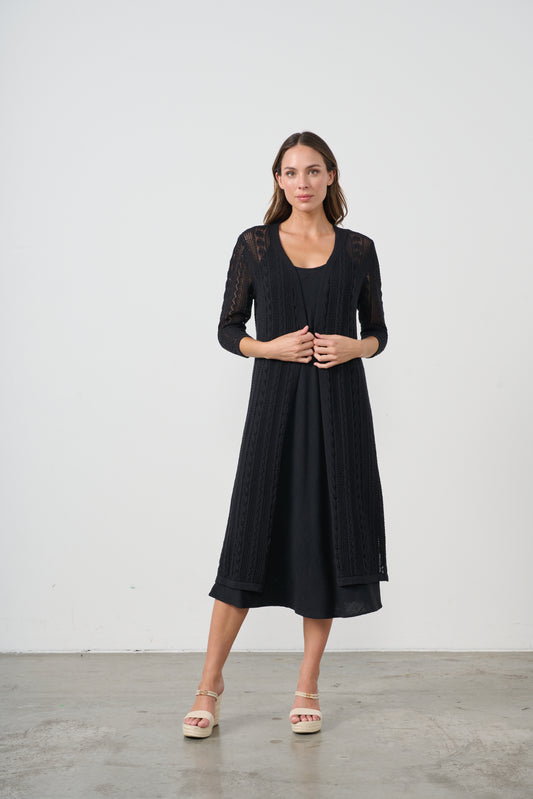 CAJU BLACK LACE NET LONG JACKET