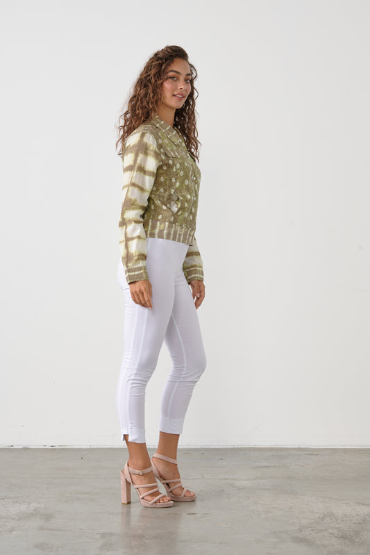 CAJU SUMMER CROP JACKET IN TIE DYE GREEN