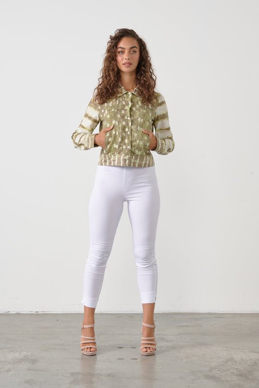 CAJU SUMMER CROP JACKET IN TIE DYE GREEN