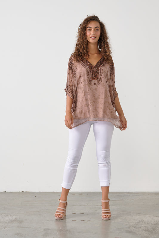 CAJU CINNAMON BEADED TOP
