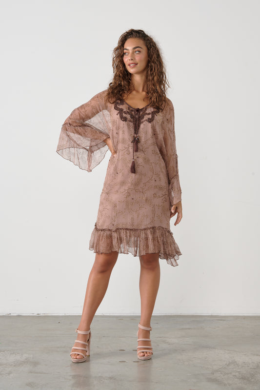 CAJU CINNAMON BEADED DRESS
