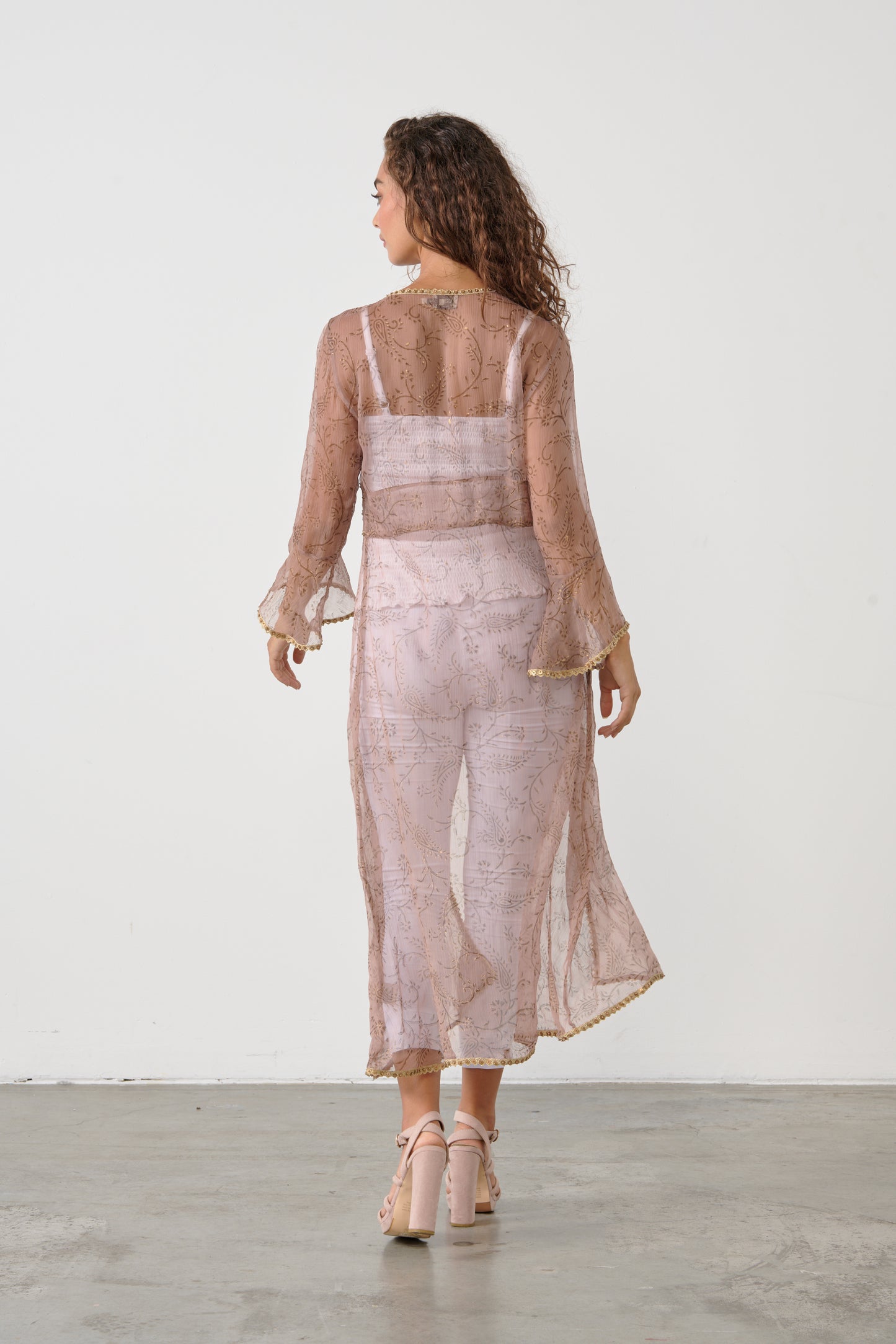 CAJU SUMMER BEADED SHEAR COAT IN CINNAMON