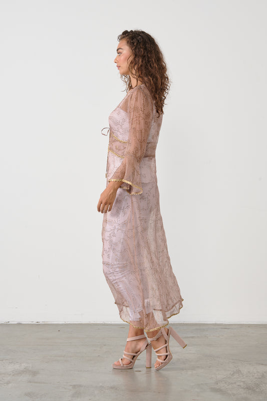 CAJU SUMMER BEADED SHEAR COAT IN CINNAMON