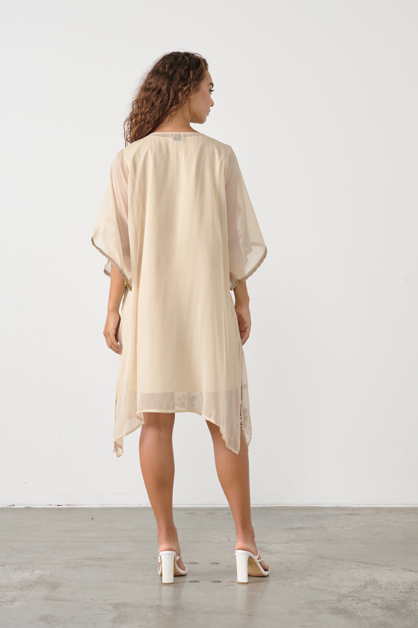 CAJU GOLD EMBROIDERY DRESS IN VANILLA