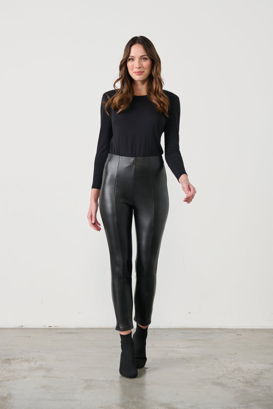 CAJU WET LOOK PANT IN BLACK