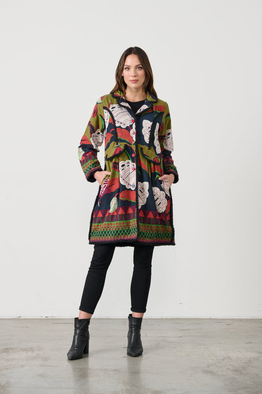 CAJU REVERSABLE COAT WITH COVERED BUTTONS