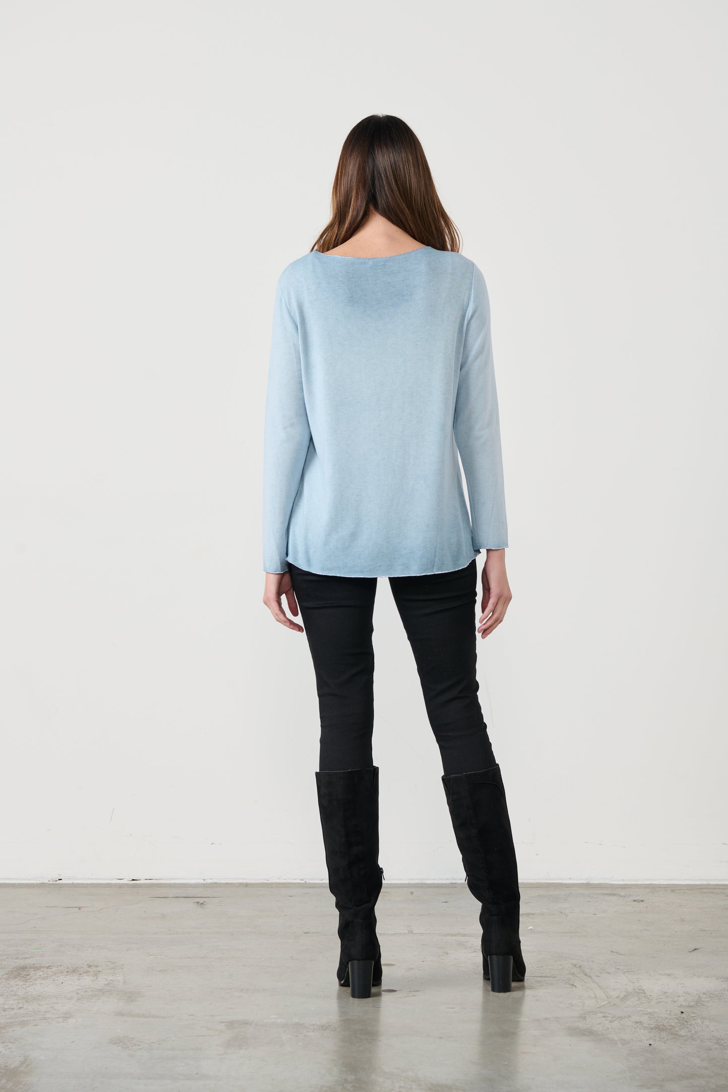 CAJU SPARKLE THREAD LONG SLEEVE TOP IN BLUE